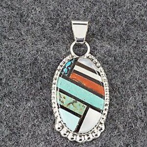 Multi Stone & Sterling Silver Inlay Pendant - Wayne Haloo