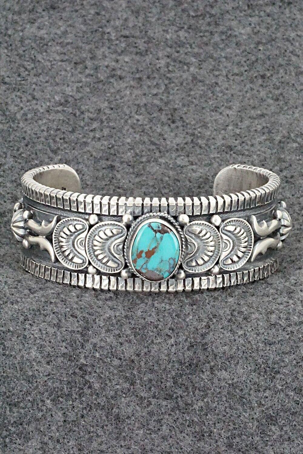 Danny Mike Vintage Native American Navajo Gaspeite Sterling Silver Bracelet Danny Mike Vintage Native American Navajo Gaspeite Sterling Silver Bracelet