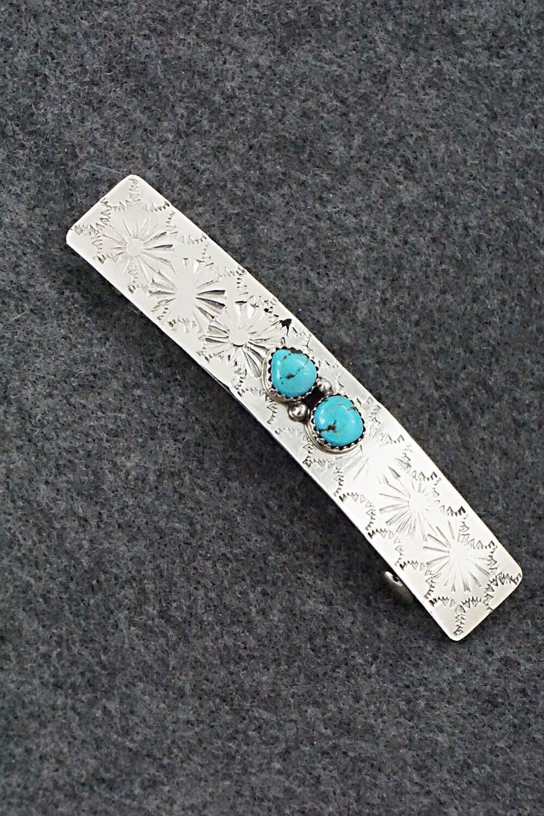 New Gorgeous Silver With Turquoise and Aqua Crystal 3 1/2