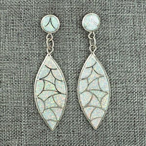 Opalite & Sterling Silver Inlay Earrings - Delorna Lahi