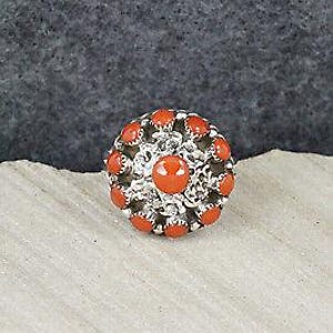 Coral & Sterling Silver Ring - Darlene Webothee - Size 8
