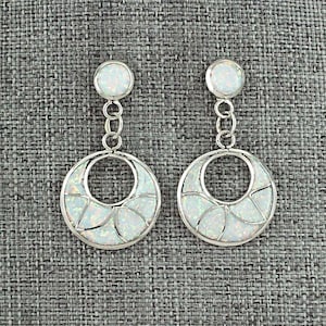 Opalite & Sterling Silver Inlay Earrings - Delorna Lahi