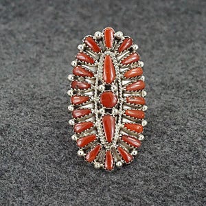 Coral and Sterling Silver Ring - Donovan Wilson - Size 9.75