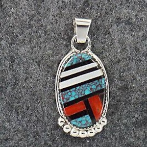 Multi Stone & Sterling Silver Inlay Pendant - Wayne Haloo