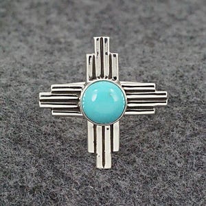 Turquoise and Sterling Silver Ring - Raymond Coriz - Size 7.5