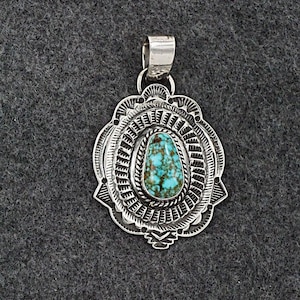 Turquoise & Sterling Silver Pendant - Leonard Maloney