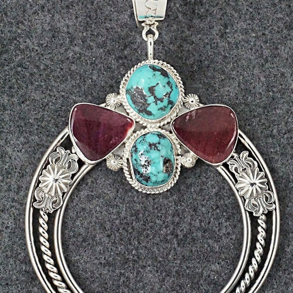 Turquoise, Spiny Oyster and Sterling Silver Pendant - Derrick Gordon