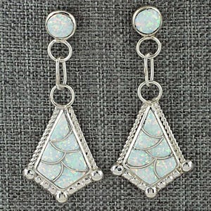 Opalite & Sterling Silver Inlay Earrings - Seoutewa
