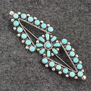 Turquoise & Sterling Silver Pin - E. Gchachu