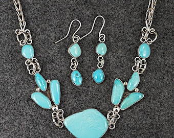 Vintage Native American Indian Jewelry Chunky Sterling Silver Jade