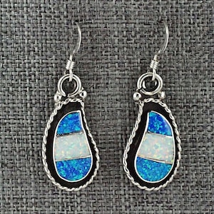 Opalite & Sterling Silver Inlay Earrings - Susie Lowsayatee