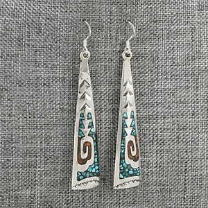 Turquoise, Coral Chip & Sterling Silver Earrings - Joleen Yazzie