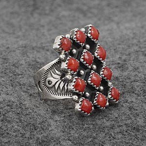 Coral & Sterling Silver Ring - Verley Betone - Size 5.5