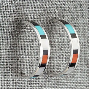 Multi Stone Inlay & Sterling Silver Earrings - Robin Chavez