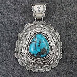 Turquoise & Sterling Silver Pendant - Hank Vandever
