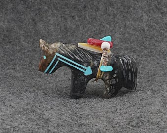 Zuni Fetish Necklace Carved Stone Animals 3 Strands 28.5