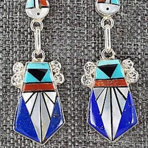 Multi Stone Inlay & Sterling Silver Earrings - Ola Eriacho