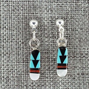 Multi Stone Inlay & Sterling Silver Earrings - Francine Chapito