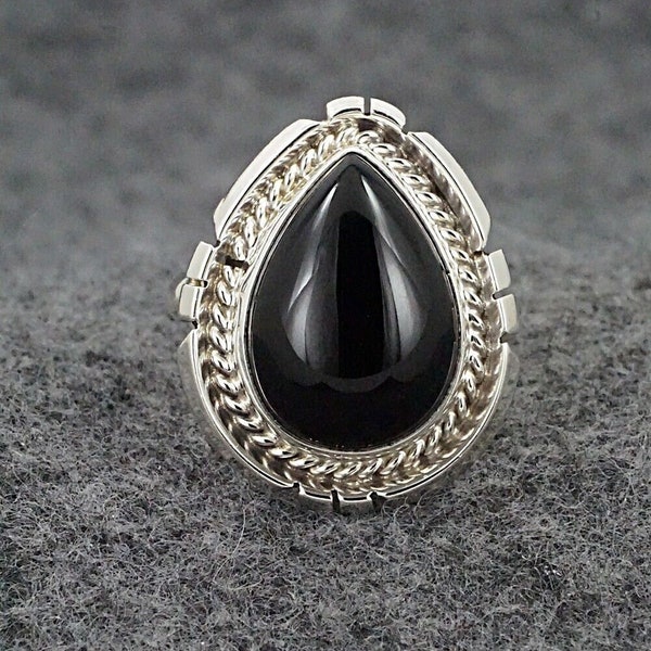 Onyx & Sterling Silver Ring - Samuel Yellowhair - Size 7.75