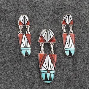 Multi-Stone & Sterling Silver Pendant and Earrings Set - Ola Eriacho