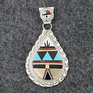 Multi Stone & Sterling Silver Pendant - Lynette Yuselew