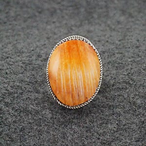 Spiny Oyster & Sterling Silver Ring - Ernest Hawthorne - Size 7.75