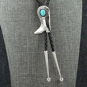 Turquoise & Sterling Silver Bolo Tie - Shirley Skeets