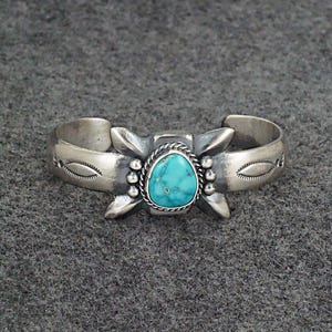 Turquoise & Sterling Silver Bracelet - Harrison Bitsue