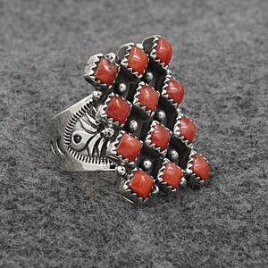 Coral & Sterling Silver Ring - Verley Betone - Size 8