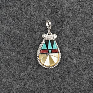 Multi-Stone & Sterling Silver Inlay Pendant - Ola Eriacho