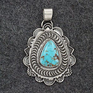 Turquoise & Sterling Silver Pendant - Leonard Maloney