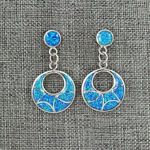 Opalite & Sterling Silver Inlay Earrings - Delorna Lahi