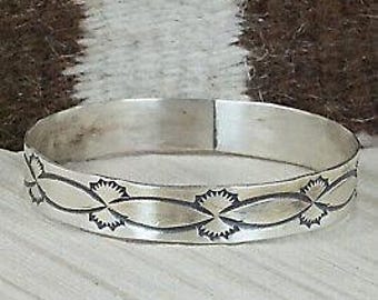 Handmade Native American Navajo All Plain Sterling Silver Twisted
