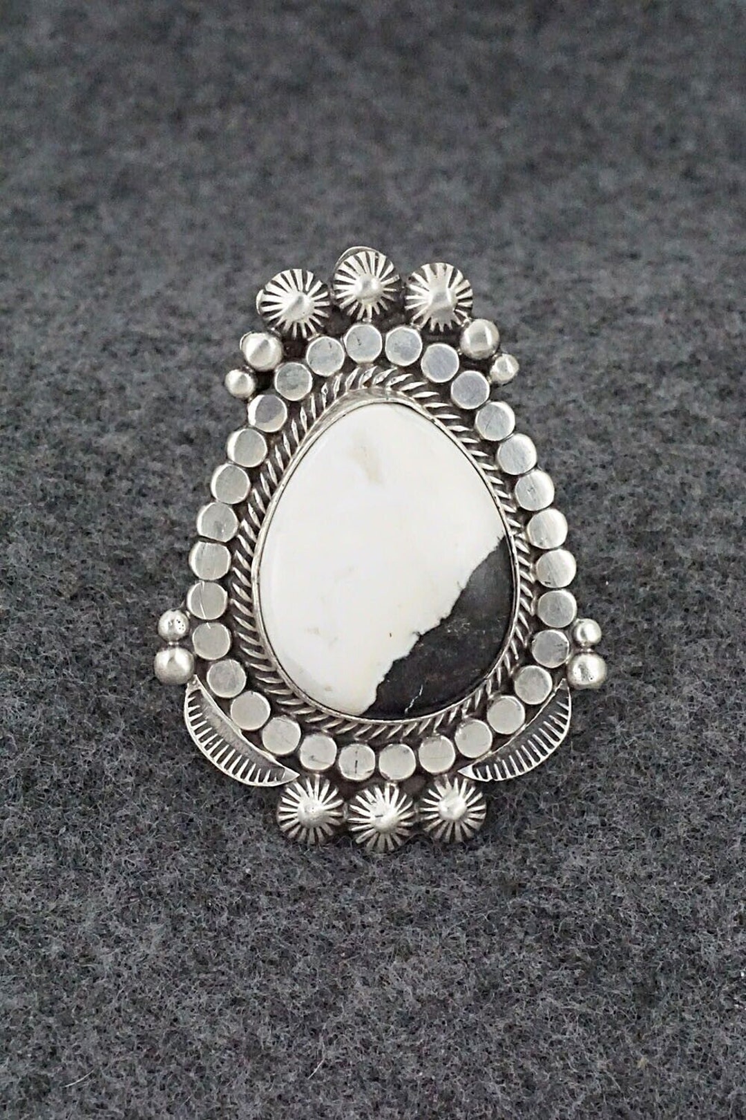 •DOUBLE TROUBLE• white buffalo + silver ring (size 7.75)