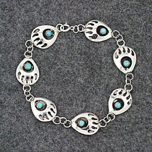 Turquoise & Sterling Silver Link Bracelet - Cynthia John