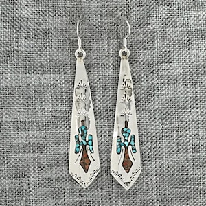 Turquoise, Coral Chip & Sterling Silver Earrings - Joleen Yazzie