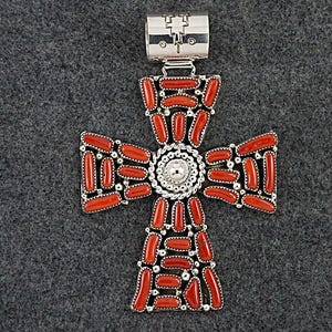 Coral & Sterling Silver Pendant - Marlene Haley