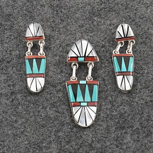 Multi-Stone & Sterling Silver Pendant and Earrings Set - Ola Eriacho