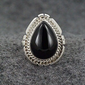 Onyx & Sterling Silver Ring - Samuel Yellowhair - Size 8.75