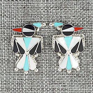 Multi Stone Inlay & Sterling Silver Earrings - Fabian Cellicion