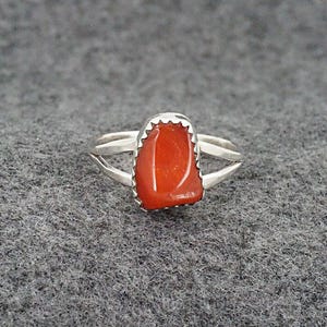 Coral & Sterling Silver Ring - Letricia Largo - Size 6.75