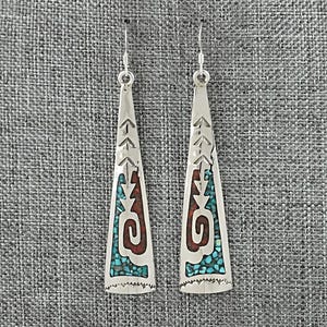 Turquoise, Coral Chip & Sterling Silver Earrings - Joleen Yazzie