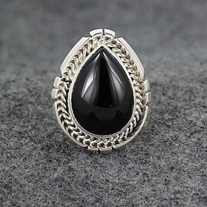 Onyx & Sterling Silver Ring - Samuel Yellowhair - Size 6