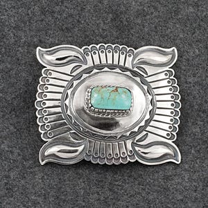 Turquoise & Sterling Silver Belt Buckle - Roland Dixson