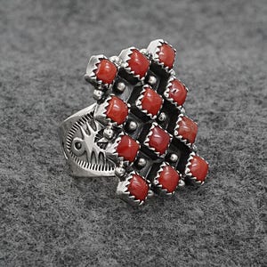 Coral & Sterling Silver Ring - Verley Betone - Size 6