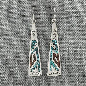 Turquoise, Coral Chip & Sterling Silver Earrings - Joleen Yazzie