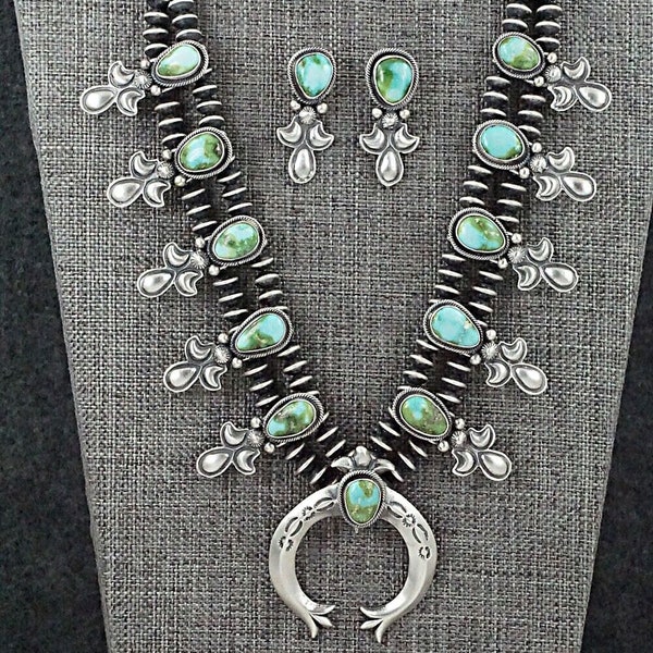 Turquoise & Sterling Silver Squash Blossom Set - Paige Gordon