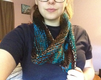 Blue and Brown Infinity Scarf