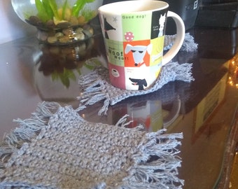 Sottobicchieri Boho all'uncinetto con frange