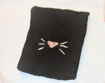 Gorro de punto con forma de gato negro para niños